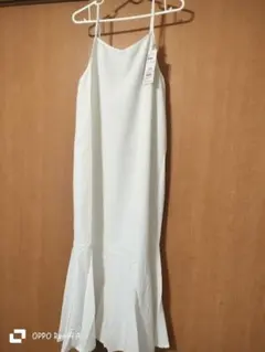 ★7割引き♪新品タグ付き/ホワイト キャミソール ロングワンピース/ Lサイズ★