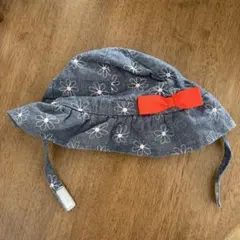 ベビー用　ダークグレー　花柄　バケット　ハット