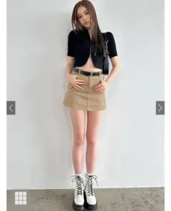 GRL インパン裏地ベルト付きミニカーゴスカート 【gm675】