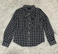 （新品タグ付）　Ralph Lauren チェック柄フリルシャツ 130