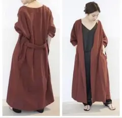 Deuxieme Classe Linen gown リネンガウン ボルドーのサムネイル