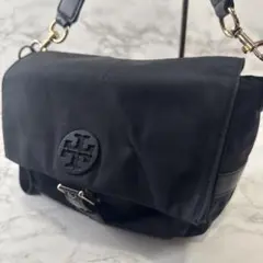 TORY BURCH トリーバーチ ナイロン×PUレザー ショルダーバッグ黒
