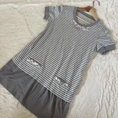 HIROKO BIS グレー　ボーダー　スパンコール　Tシャツ　チュニックのサムネイル