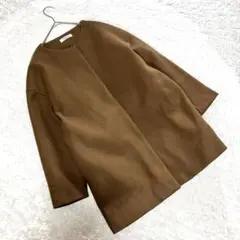 美品【AMESUN】（M相当）ノーカラージャケット スプリングコート キャメル