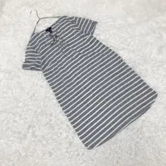 GAP コットン100%ボーダーミニワンピース　チュニック　レースアップ　綿　S
