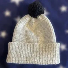 H&M ポンポン付きニット帽 ワンサイズ グレー系