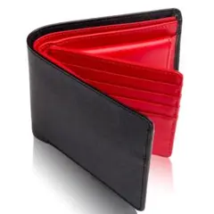 財布 メンズ 本革 大容量 カード 二つ折り財布 カードがたくさん入る レッド