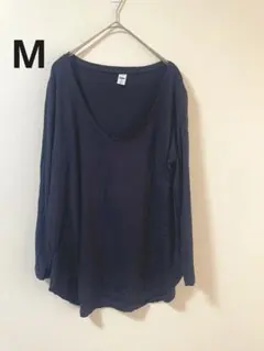 オールドネイビー LUXE 美シルエット Uネック 長袖 Tシャツ ブラック Mのサムネイル