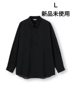 GU イージーケアシアーオーバーサイズシャツ（長袖） ブラック L