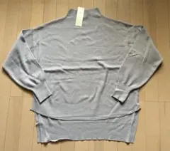 未使用【Samansa Mos2 blue】 裾ラウンドボリュームスリーブニット