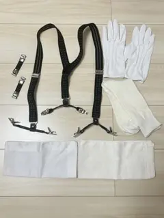 ブライダル 結婚式 新郎 小物5点　サスペンダーアームバンド手袋靴下ハンカチ