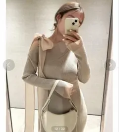 SNIDEL ショルダーリボンアシメニットワンピース