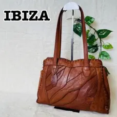 IBIZA イビザ パッチワーク レザー トートバッグ ハンドバッグ ブラウン