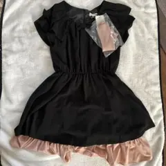 LODISPOTTO 黒 フリル リボン ひざ丈ワンピース M