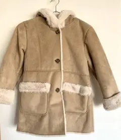美品　ムートン風フード付きコート　キッズ　xxl 130〜140cm
