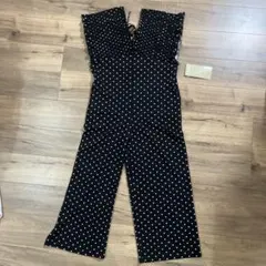 新品 しまむら laxdantia シボ シャーリングサロペット Mドット