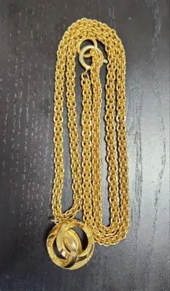 レア シャネル CHANEL ゴールド 球体 チェーン ネックレス ヴィンテージ