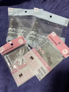 3つ穴バインダー B8 クリア＋トレカ用リフィル 計4点 ダイソー