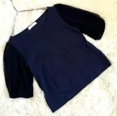 【Maglie】チュールスリーブトップス 9号 ネイビー レディース