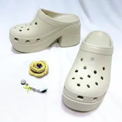 crocs クロックス サイレンクロッグ 厚底 ジビッツ2個付 Bone W8
