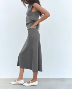 ZARA Sサイズ　グレー　ロングスカート　ソフトニット