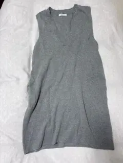 グレー Vネック ニットワンピ