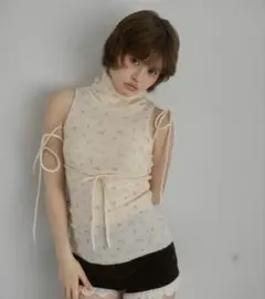 andmary Rosie flower knit tops pink - メルカリ