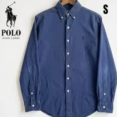 海外限定　ポロラルフローレン　シアサッカー　ボタンダウンシャツ　ネイビー　S