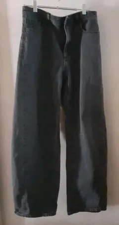 値下げ！★ジーユーGU バレルレッグジーン　L ダークグレー