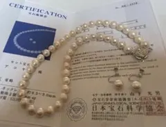あこや真珠 ネックレス イヤリング鑑定書付き　　9㎜　8.5㎜UP BIG 豪華