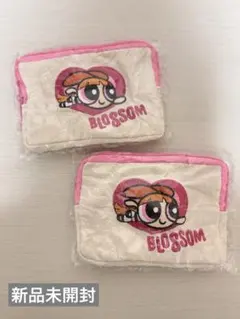 パワーパフ ガールズ チャーム付き 刺繍 ポーチ　ブロッサム　2点セット