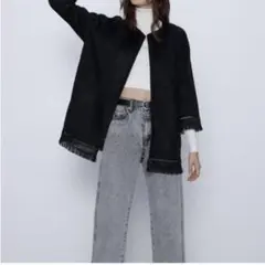 ZARA フェイク スエード フリンジ ジャケットS
