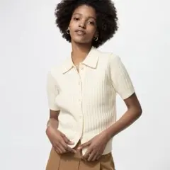 〈UNIQLO〉リブポロカーディガン Mサイズ
