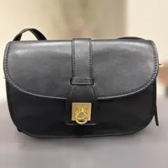 CELINE ショルダーバッグ 黒 レザー ゴールド金具 ヴィンテージ