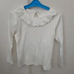 ホワイト レース襟 長袖カットソー