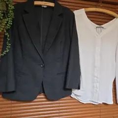 【GLACIER】黒ブレザーLと【Aqua Garage】白ブラウスMのセット