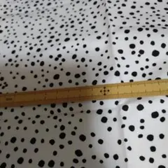 #3090　ロラライハリスカットクロス　白地に黒の水玉　 約55✕50cm