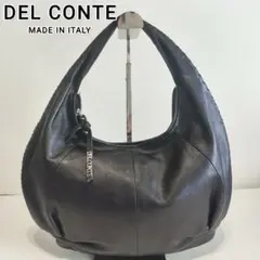 DEL CONTE イタリア製 レザー ショルダーバッグ 黒 HOBO バッグのサムネイル