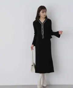 プロポーションボディドレッシング ニット セットアップ ワンピース 白 黒