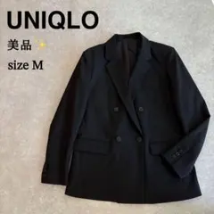 美品✨ユニクロ　ダブルジャケット　テーラードジャケット　ブラック　M