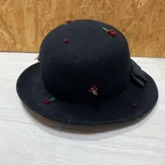 カシラ　ca4la 黒のビーズ装飾リボン付き　ハット　着用少なめ