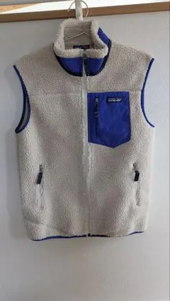 patagonia フリースベスト アイボリー/ブルー