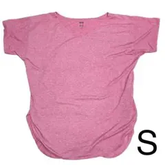 ユニクロ　エアリズムシームレスVネックロングT半袖　S ピンク