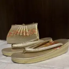 ゴールド草履とバッグのセット