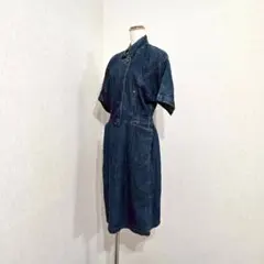 Givy デニムワンピース 両サイド大きめポケット ウエストゴム 綿100%
