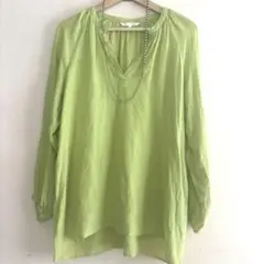 セール❣️ 極美品　23区✖️LIBECOリネンシャツ パフ袖ライムグリーン✨Mのサムネイル