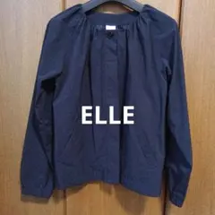 エルELLEMサイズノーカラーネイビージャケット薄手