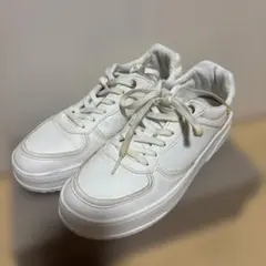 【Zara】ザラ 厚底 スニーカー レザー風 ホワイト 39(24.5cm)