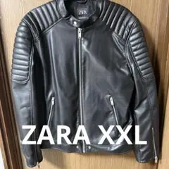 ZARA メンズ ブラック レザー ライダースジャケット XXLサイズ 美品