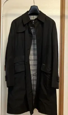 バーバリーブラックレーベル　ステンカラーコート　ブラック